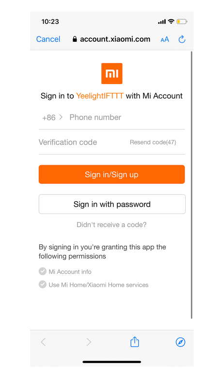 Yeelight account store